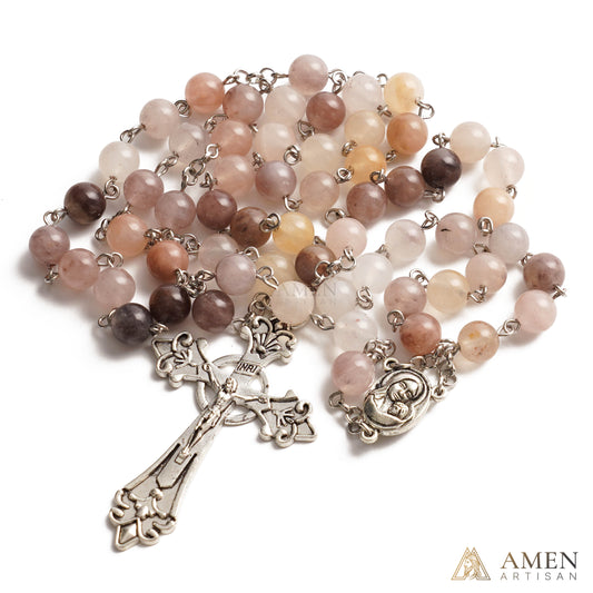 Purple Golden Silk Jade Rosary Amen Artisan