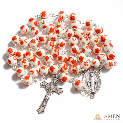 Four Leaf Clover Ceramic Rosary Amen Artisan