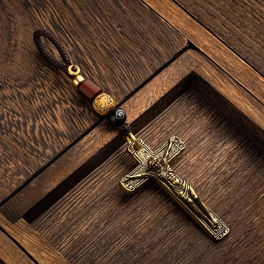 $0.99 Deal Brass Vintage Crucifix Sorrow Necklace