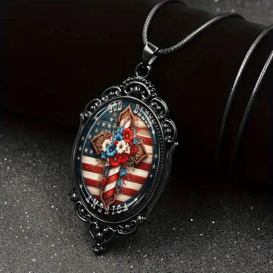 $0.99 Deal - God Bless America Cross Vintage Style Necklace