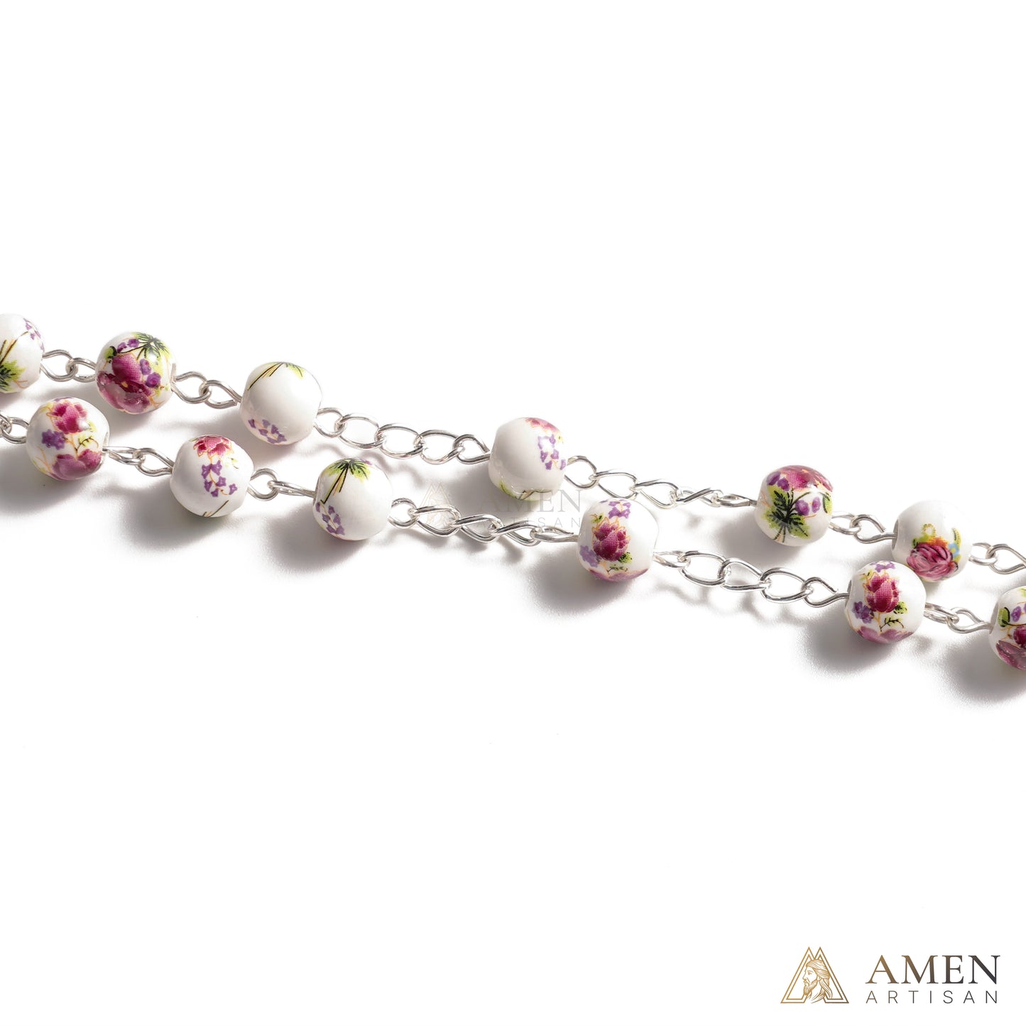 Pansy Ceramic Rosary Amen Artisan