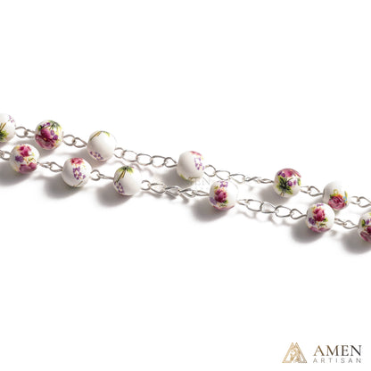 Pansy Ceramic Rosary Amen Artisan