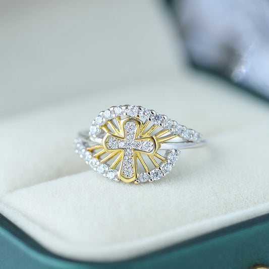 White Topaz Cross Ring