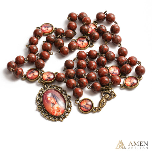Red Sesame Stone Rosary Amen Artisan