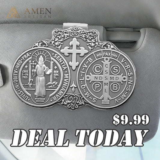 Car Sun Visor Accessories Saint Benedict Medal Bless Driving Safety