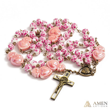 Sakura Pink Beads Sacred Heart Rosary