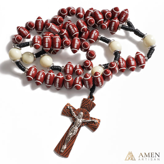 Catholic Football Rosary with Oval Sports Beads