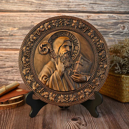 Saint Benedict Wooden Plaque