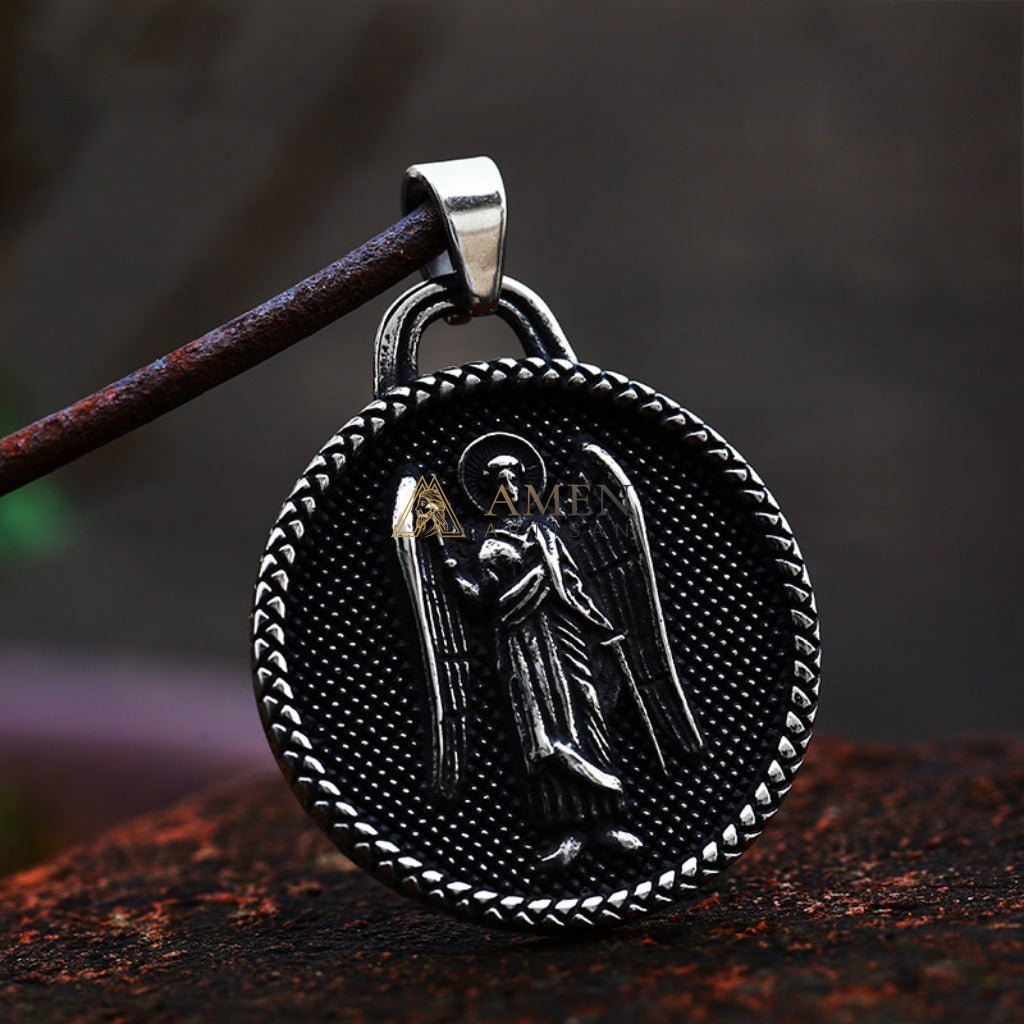Guardian Angel Medallion Pendant Necklace Amen Artisan