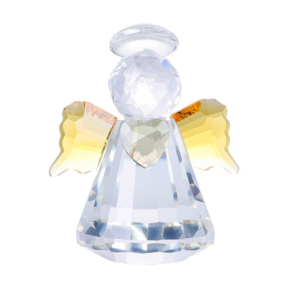 Heart-Shaped Angel Crystal Desktop Ornament | Guardian of Light, Healing Decor Gift Amen Artisan