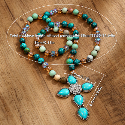 Turquoise Accent Cross Necklace