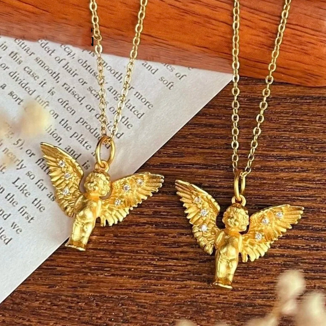 Cupid, the Mysterious Little Angel Gold-Plated Love Charm Necklace, Serendipity Token Amen Artisan
