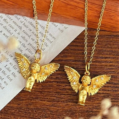 Cupid, the Mysterious Little Angel Gold-Plated Love Charm Necklace, Serendipity Token Amen Artisan