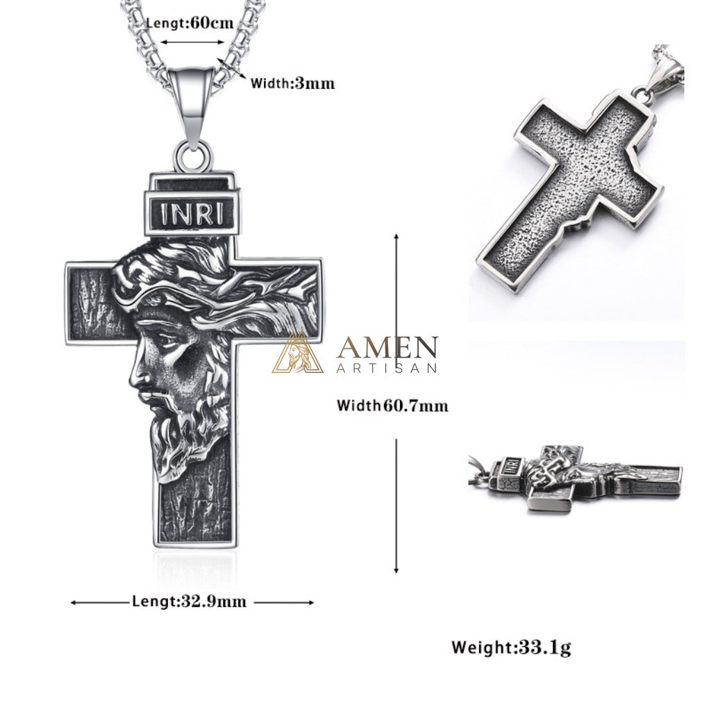 Jesus Cross Pendant Necklace Amen Artisan
