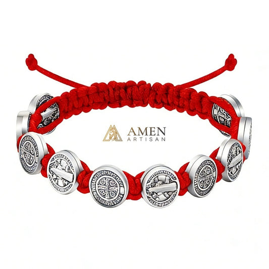 Saint Benedict Braided Cord Bracelet  Amen Artisan