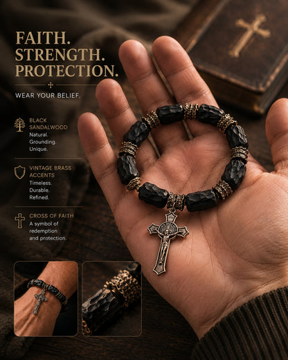 【Deal Today】Ebony Cross Bracelet – Faith, Strength & Protection |  Amen Artisan
