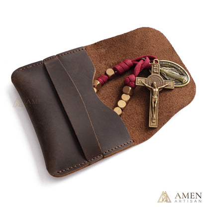 【DEAL TODAY】Burgundy Clip-On Pocket Decade Rosary with Crucifix and Our Lady Medal