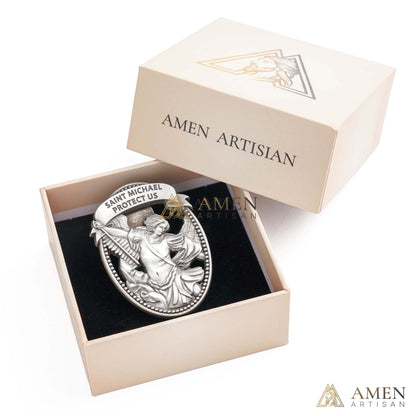 St Michael Medal Car Clip Amen Artisan