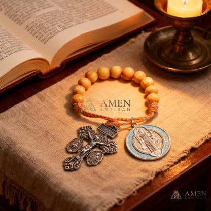 Saint Benedict Medal Crucifix Pocket Rosary Amen Artisan