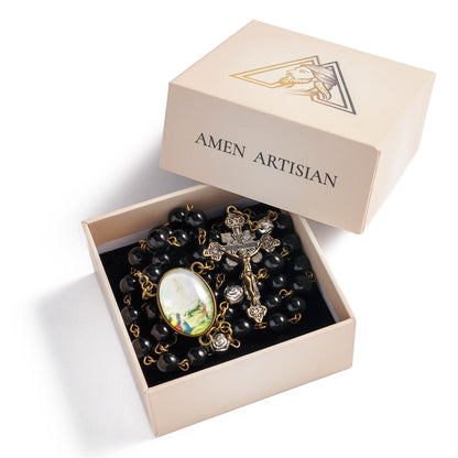 Black Stone Rosary Amen Artisan