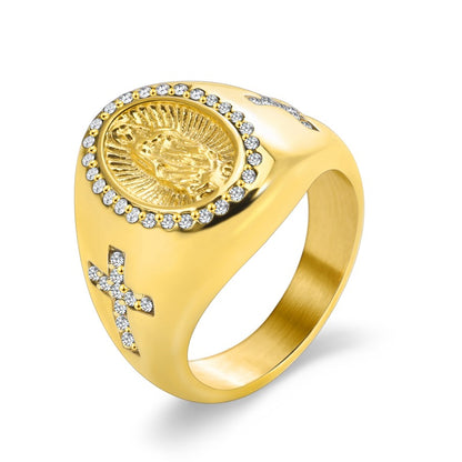 Guadalupe Cross Inlaid Ring Amen Artisan