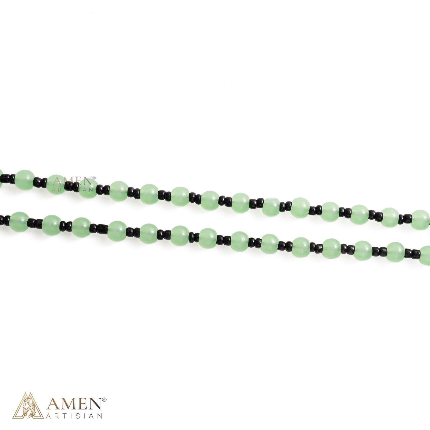 Green Glass Bead Cross Necklace — A Quiet Reminder of Faith
