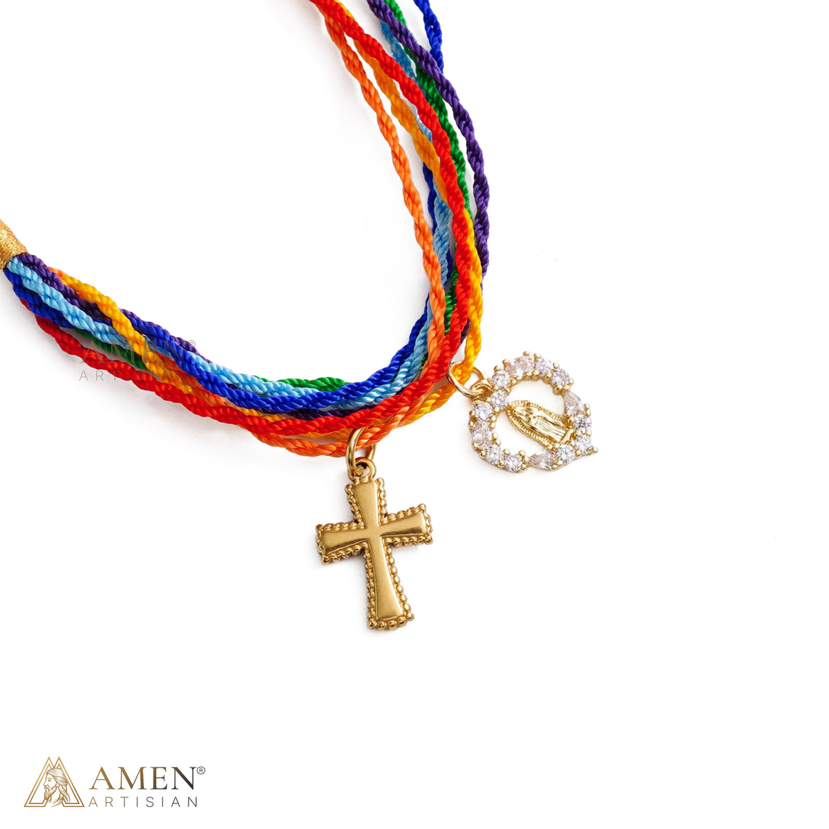 【DEAL TODAY】St. Benedict Medal Adjustable Cord Bracelet with Cross Charm