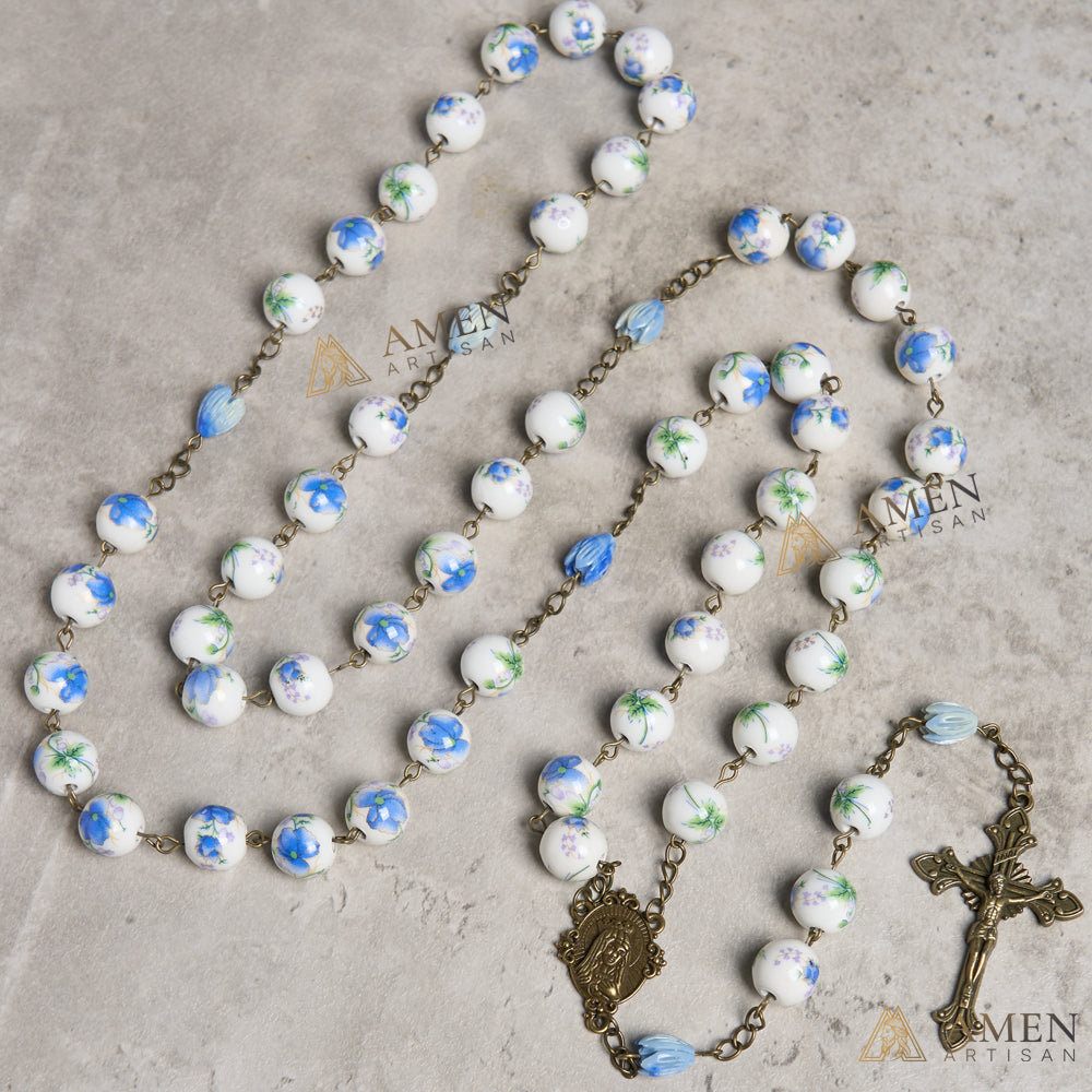 Flowers and Plants Ceramic Rosary Amen Artisan