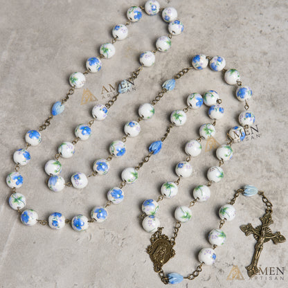 Flowers and Plants Ceramic Rosary Amen Artisan