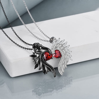 Angel & Demon Wings Couple Pendant Necklace Amen Artisan
