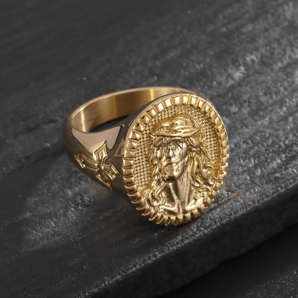 Jesus Crown of Thorns Signet Ring Amen Artisan
