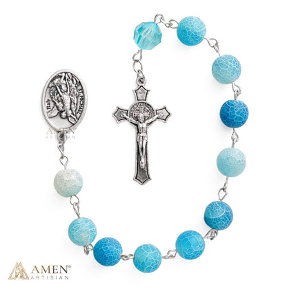 Miraculous Medal Natural Stone One-Decade Rosary