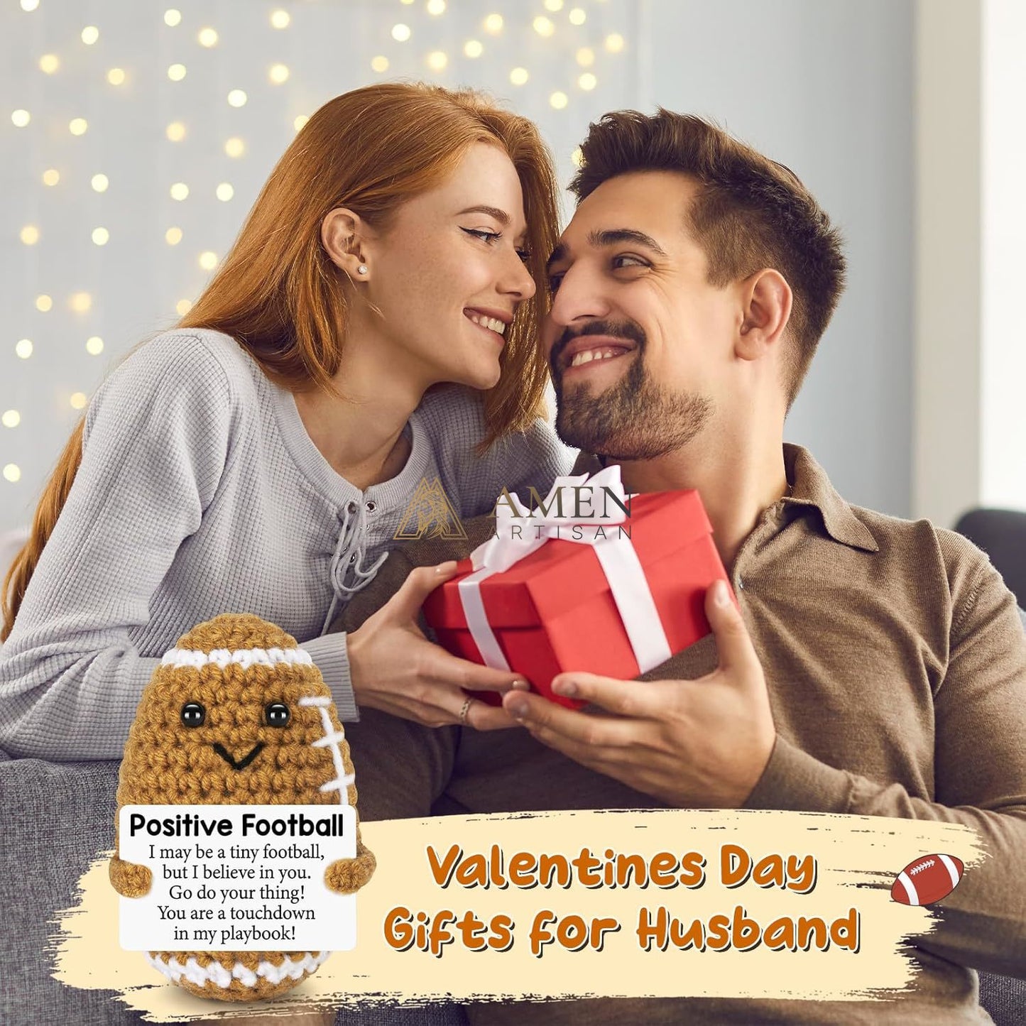 Hand-Knit Positive Football Plush Doll