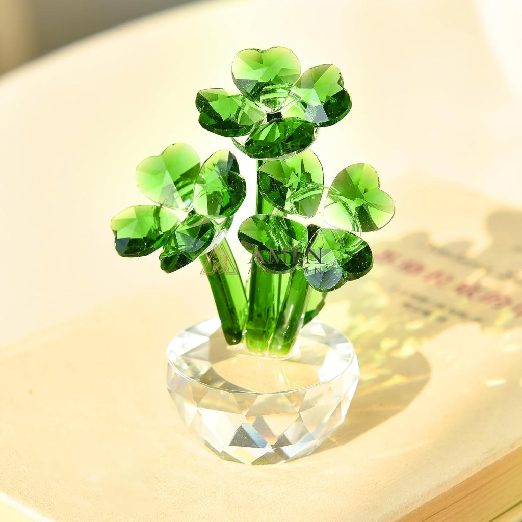 Crystal Four-leaf Clover Figurine Amen Artisan