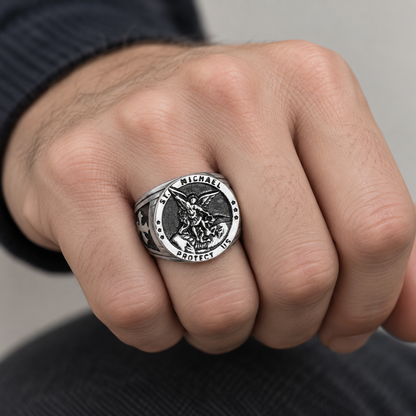 [DEAL TODAY] St. Michael the Archangel Signet Ring