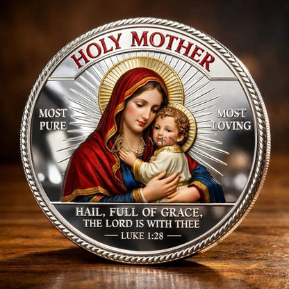 Virgin Mary & Christ Child Commemorative Coin Amen Artisan