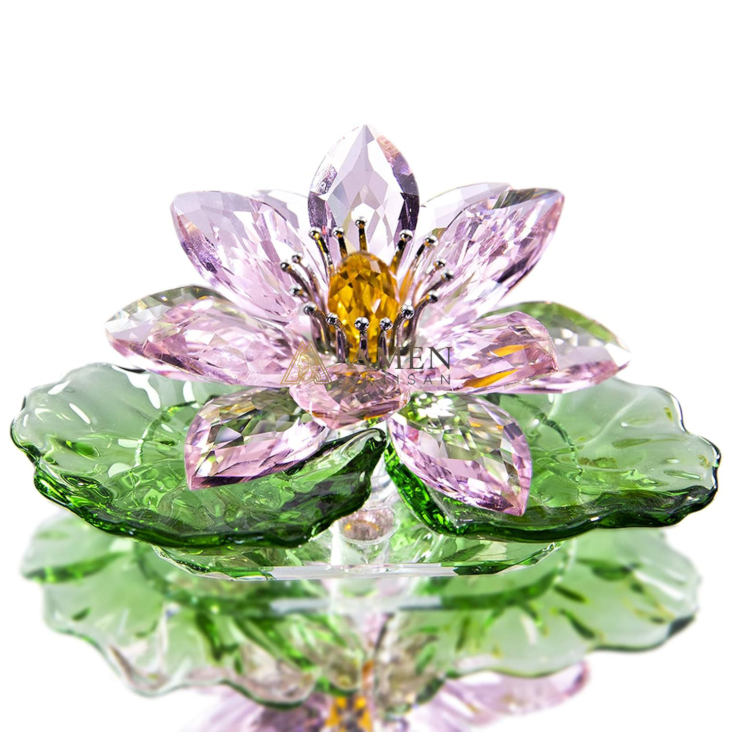 Crystal Lotus Statue Amen Artisan