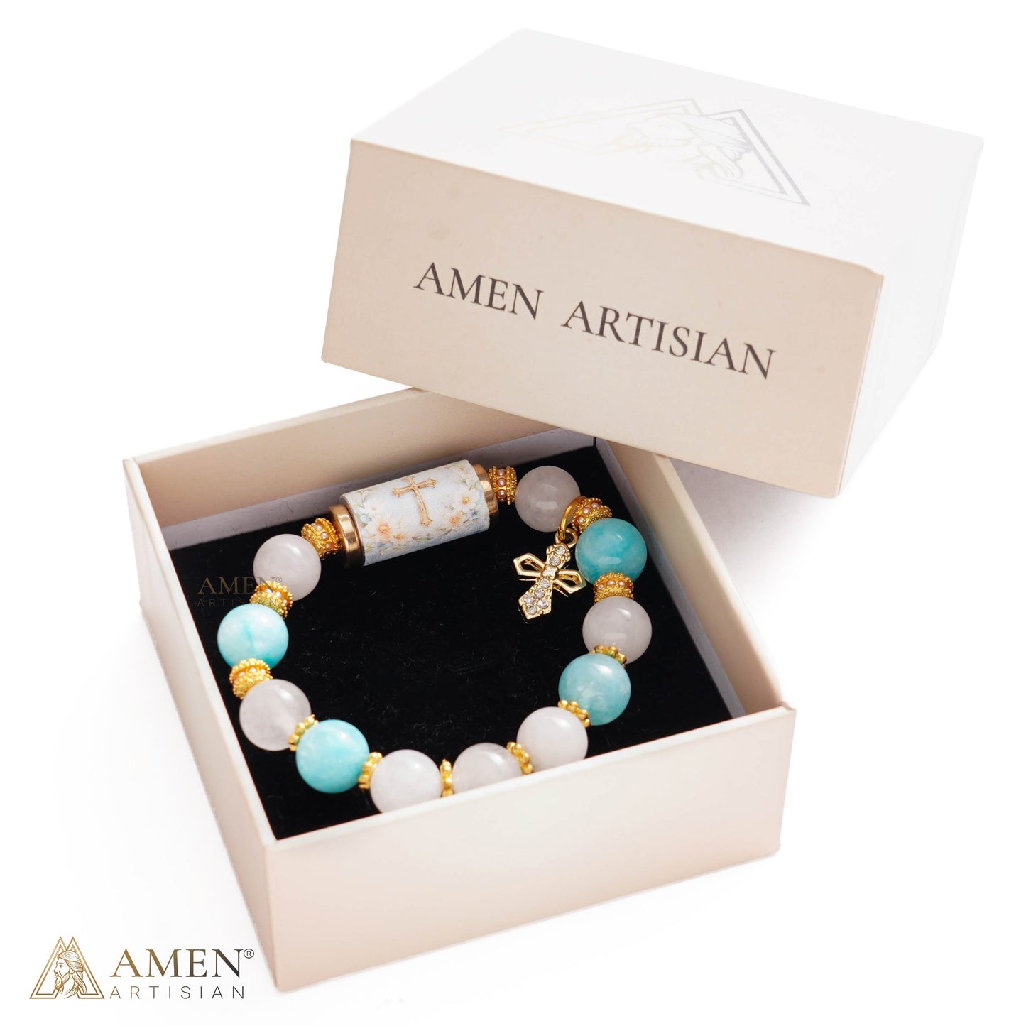 A Cool, Gentle Reminder of Faith — Natural Crystal Cross Bracelet