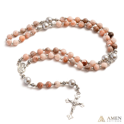 【Deal Today】Natural Pink Zebra Jasper Rosary