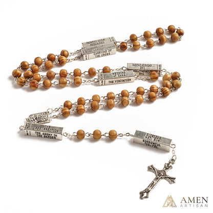 【Deal Today】Wooden Rosary with Mystery Guide Bars