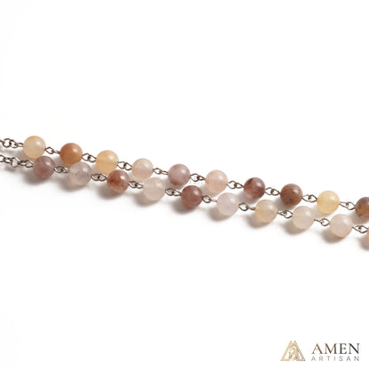 Purple Golden Silk Jade Rosary Amen Artisan