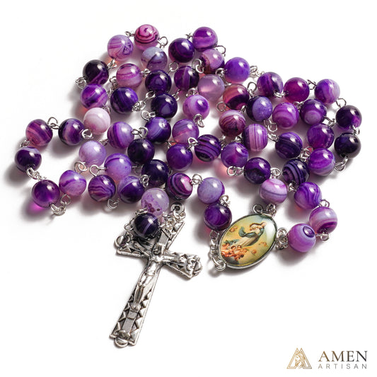 Amethyst Rosary with Immaculate Conception Medal — Catholic Prayer Beads for Devotion & Protection