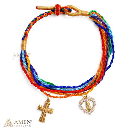 【DEAL TODAY】St. Benedict Medal Adjustable Cord Bracelet with Cross Charm