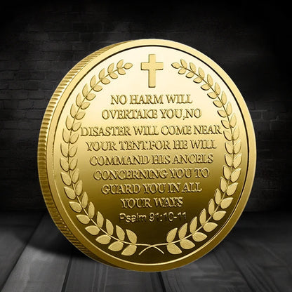 St Michael Challenge Coin – Slaying Dragon Archangel Medal Psalm 91 Protection - Amen Artisan