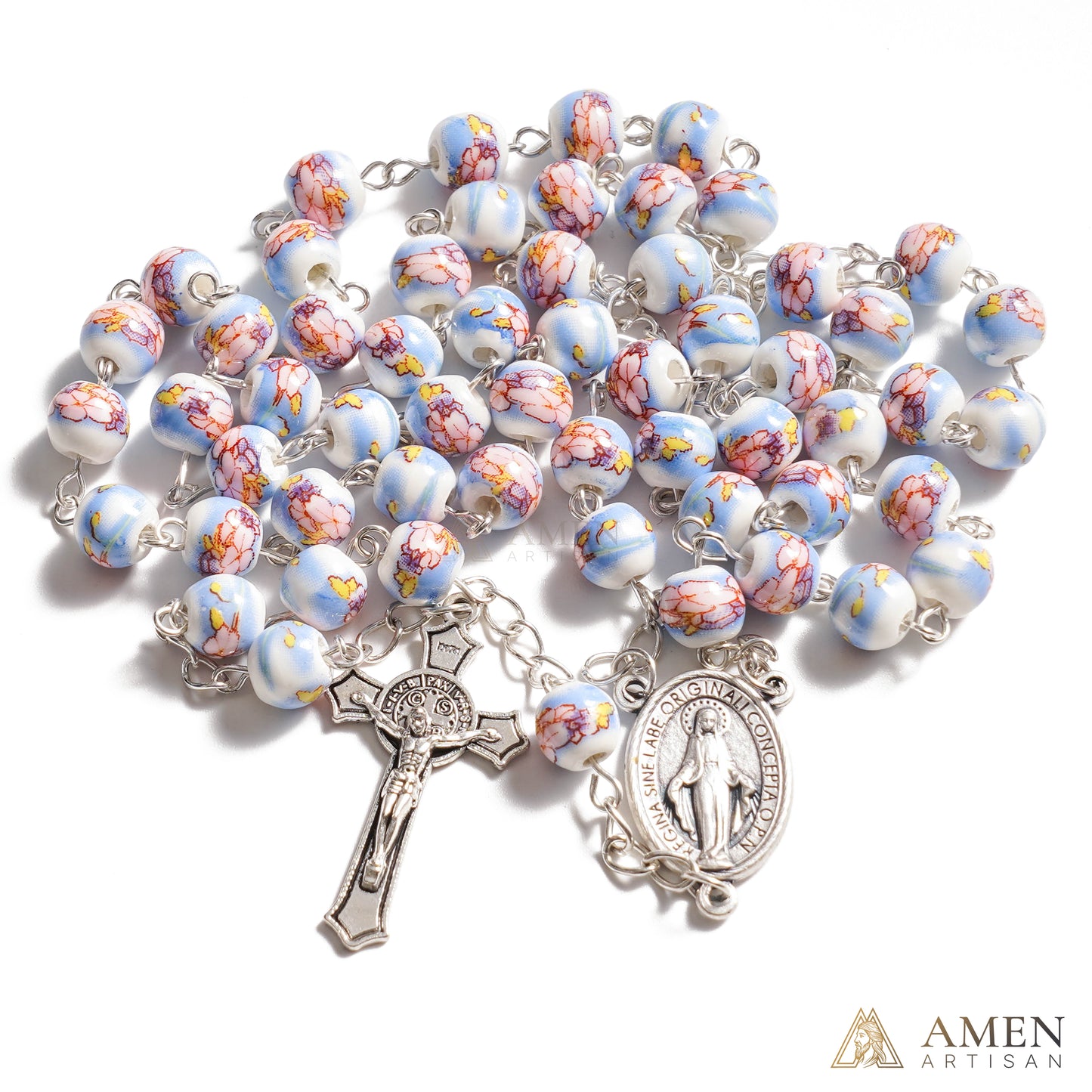 Magnolia Ceramic Rosary Amen Artisan