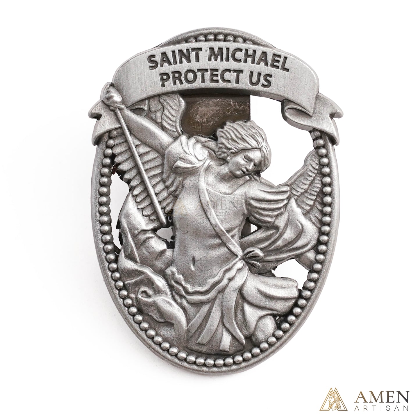 St Michael Medal Car Clip