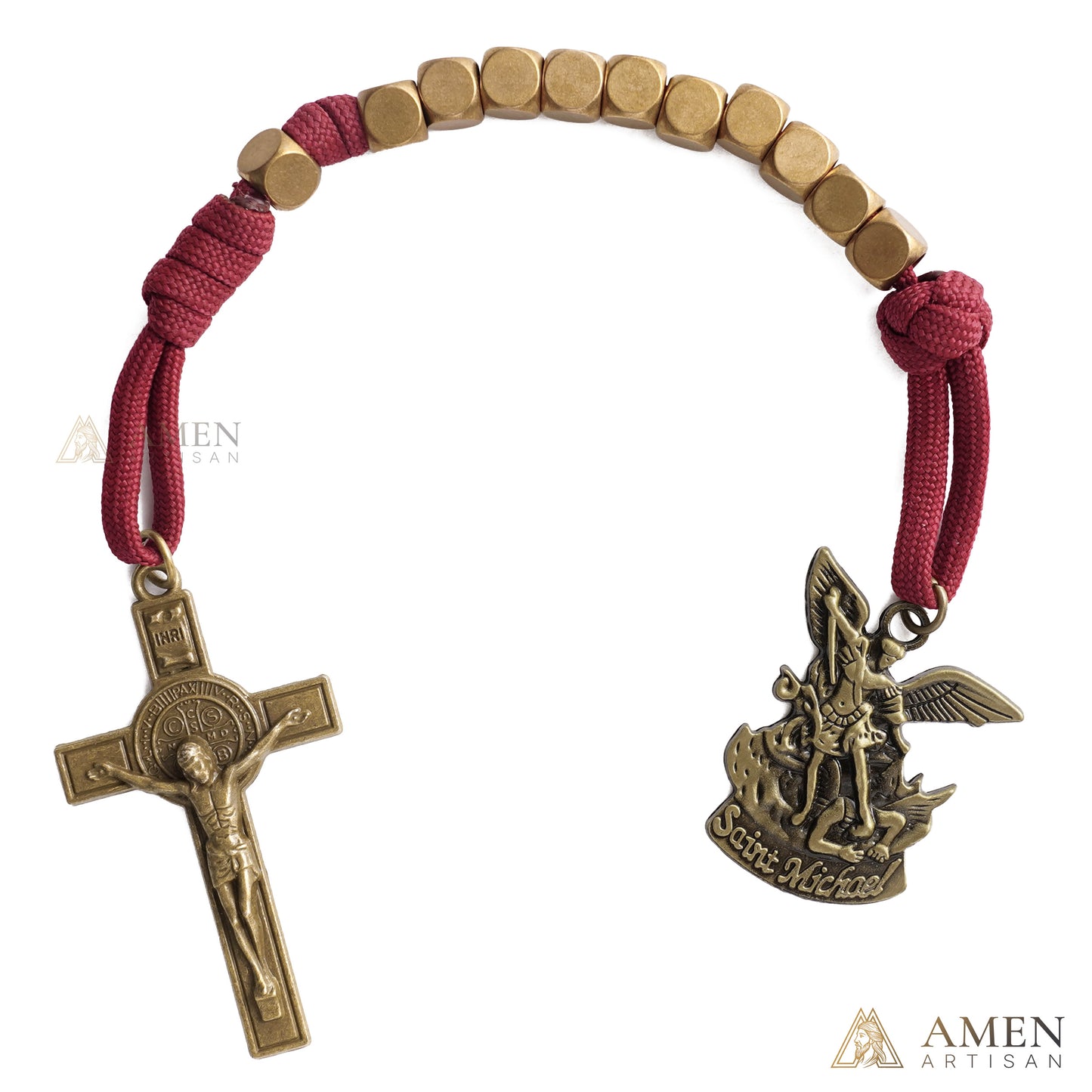 【DEAL TODAY】Burgundy Clip-On Pocket Decade Rosary with Crucifix and Our Lady Medal