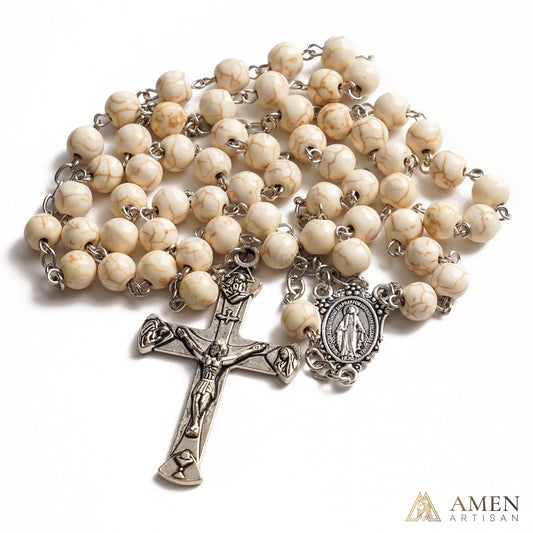 White Turquoise Rosary Amen Artisan