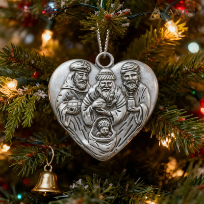 Premium Titanium Steel Nativity Ornament with Chain & Gift Box – 7 cm / 2.75"