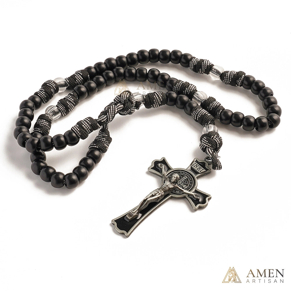 【Deal Today】Tactical Paracord Rosary — Matte Black Beads, Military-Grade Strength, Warrior’s Faith